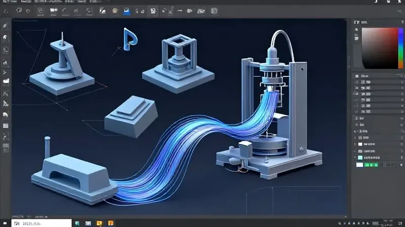 Representação ilustrativa do processo de design e fabricação digital usando tecnologia 3D como modelo de negócio