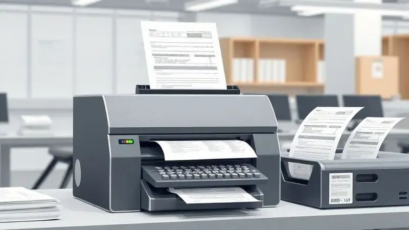 Ilustração conceitual de aplicações práticas de impressora matricial em diferentes ambientes