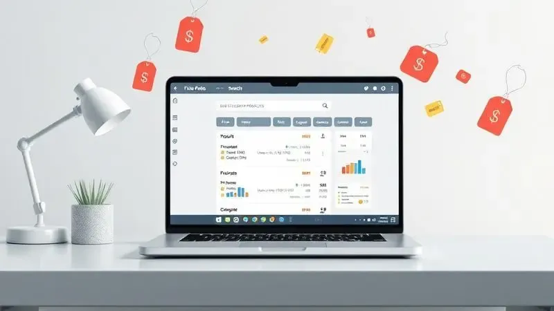 Ilustração conceitual de interface de comparação de preços online para multifuncional