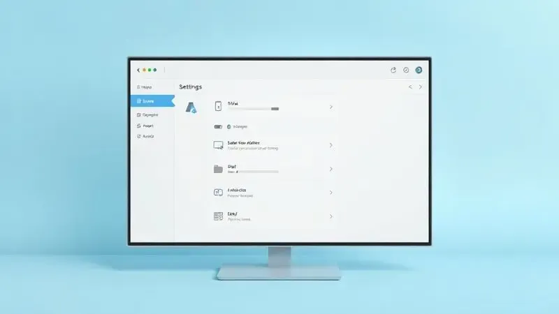 Interface conceitual de configurações de dispositivos no Windows mostrando ícones de hardware de forma minimalista.
