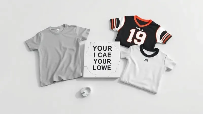 Renderização 3D de variados itens têxteis e cerâmicos personalizados com estampas de alta qualidade.