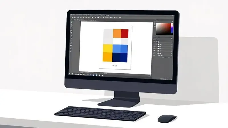 Ilustração conceitual de preparação de arquivos para impressão, com ferramentas digitais e configuração de trabalho.