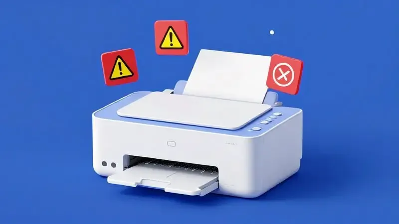 Ilustração conceitual de precauções essenciais durante reset de impressora