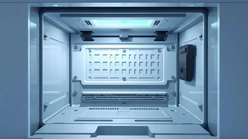 Visão interna organizada e limpa de uma impressora mantida corretamente, simbolizando durabilidade.