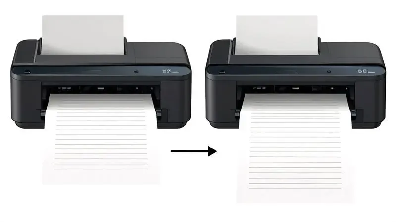 Ilustração digital de problema de orientação e correção em impressão duplex