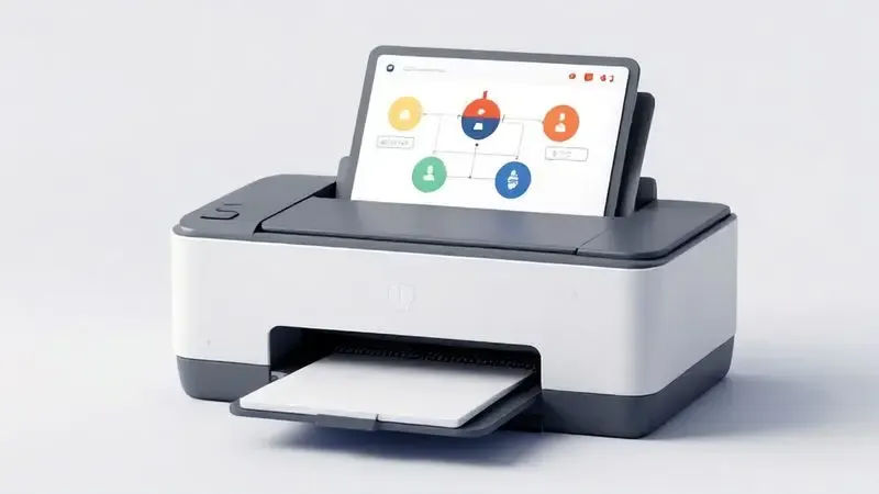 Visualização conceitual de problemas comuns e soluções para xerox em impressora HP