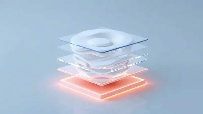 Renderização 3D de um modelo sendo dividido em camadas horizontais representando o processo de fatiamento para impressão.