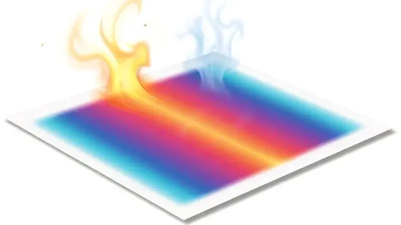 Processo de sublimação conceitual com vapor transformando em cores sobre substrato branco