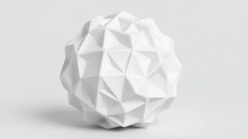 Renderização 3D de um objeto abstrato com textura extremamente lisa e detalhes precisos, destacando a qualidade da resina.