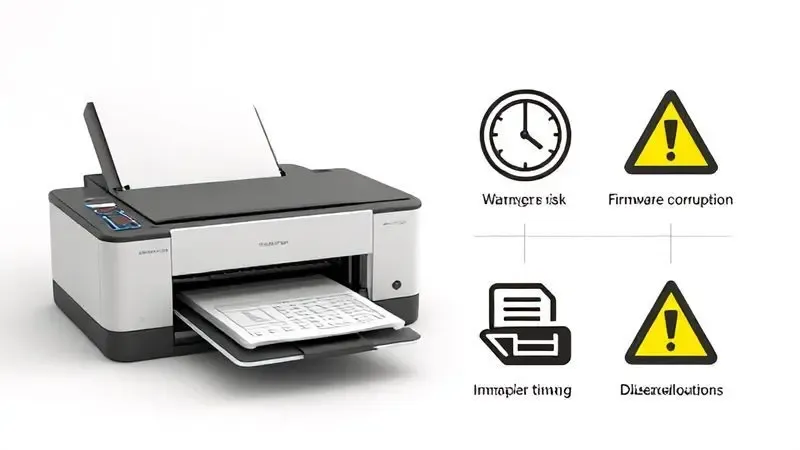 Ilustração conceitual dos riscos e alternativas quando não fazer reset na impressora.