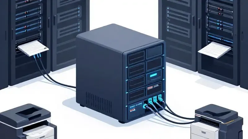 Servidor de impressão dedicado conectado a múltiplas impressoras em ambiente de rede