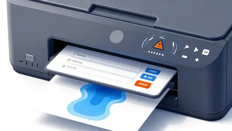 Representação visual de sintomas e alertas de almofada de tinta cheia em interface de impressora