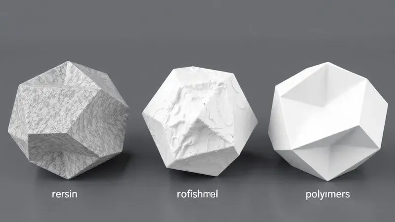 Ilustração 3D comparando diferentes texturas de materiais e acabamentos de tecnologias de impressão 3D.