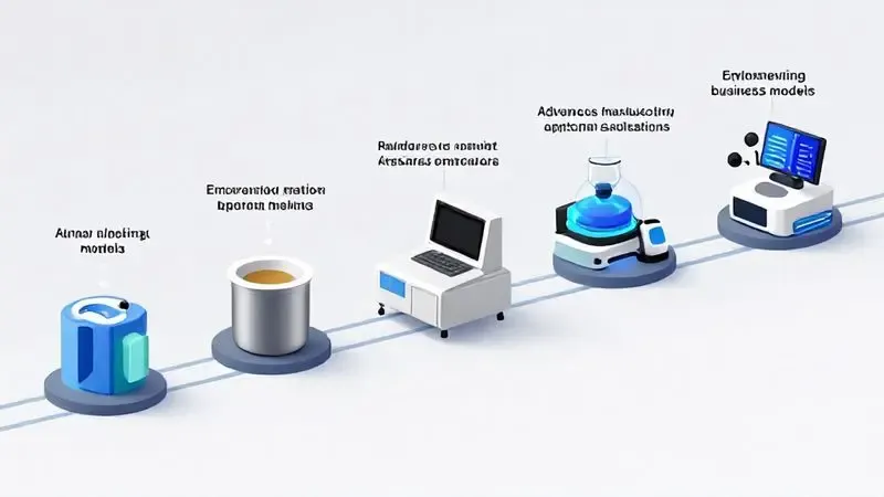 Visualização conceitual de tendências futuras e evolução do mercado de impressão 3D para 2026