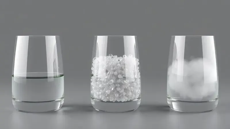 Representação visual das diferenças entre tintas corante, pigmentada e sublimática em frascos de vidro conceituais e minimalistas.