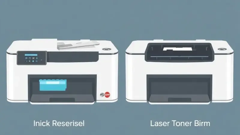 Representação ilustrativa das tecnologias de tanque de tinta e laser para grandes volumes de impressão.