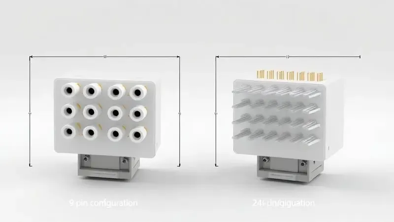 Ilustração conceitual comparando cabeçotes de impressão com 9 e 24 agulhas