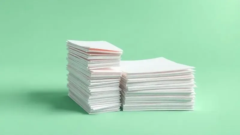 Conceito visual de economia de papel e sustentabilidade através do uso de impressão em ambos os lados.