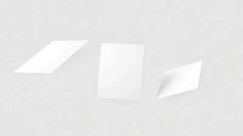 Representação artística de folhas de papel em movimento fluido, sugerindo velocidade e eficiência na impressão.