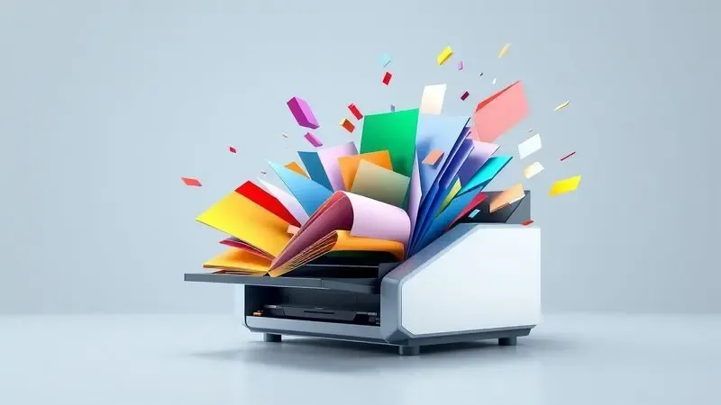 Ilustração conceitual de alta velocidade de impressão com cores vibrantes e nitidez excepcional.