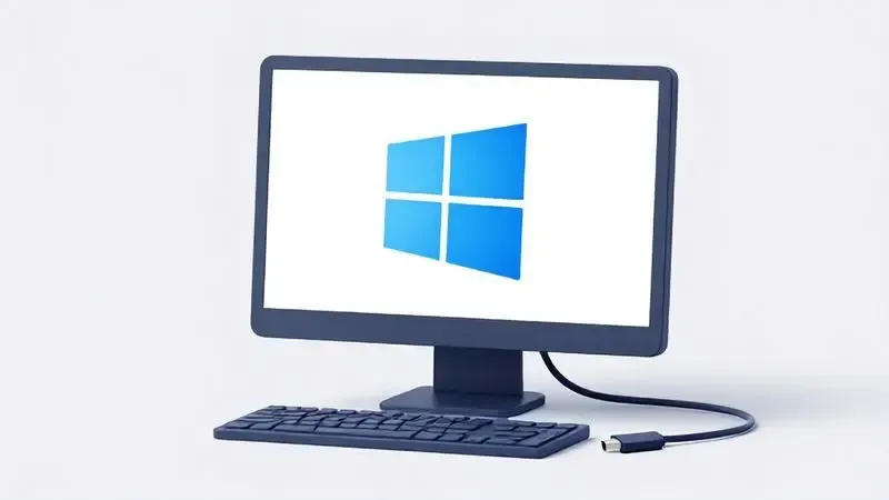 Ilustração conceitual de verificação de compatibilidade de sistema Windows para impressora fiscal